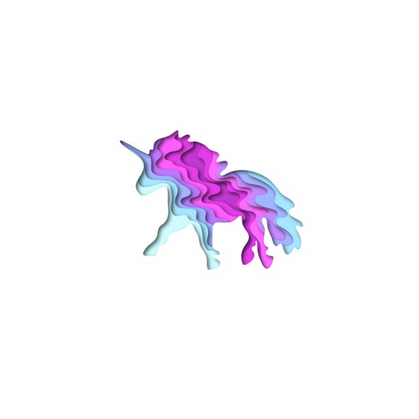 istock Paper cut shape unicorn 3D origami. Trendy concept fashion design. Vector illustration 944835284