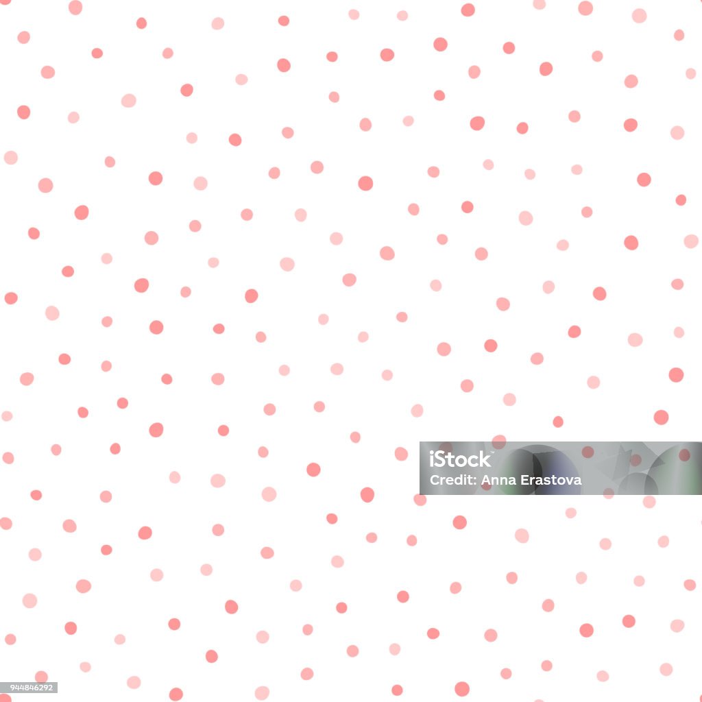 Irregular polka dot. Repeating pink circles on white background. Endless print. Drawn by hand. Irregular polka dot. Repeating pink circles on white background. Endless print. Drawn by hand. Vector illustration. Spotted stock vector