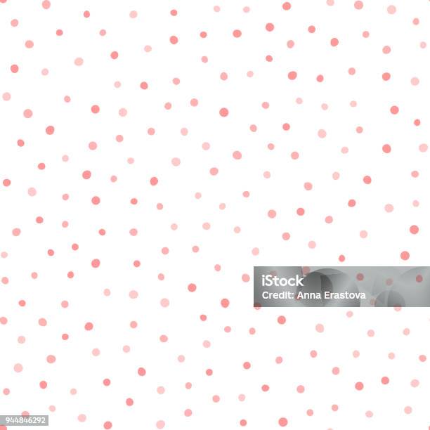 Irregular Polka Dot Repeating Pink Circles On White Background Endless Print Drawn By Hand Stock Illustration - Download Image Now