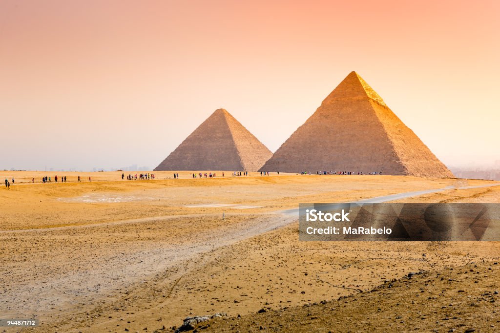 The pyramids at Giza in Egypt Egypt Stock Photo