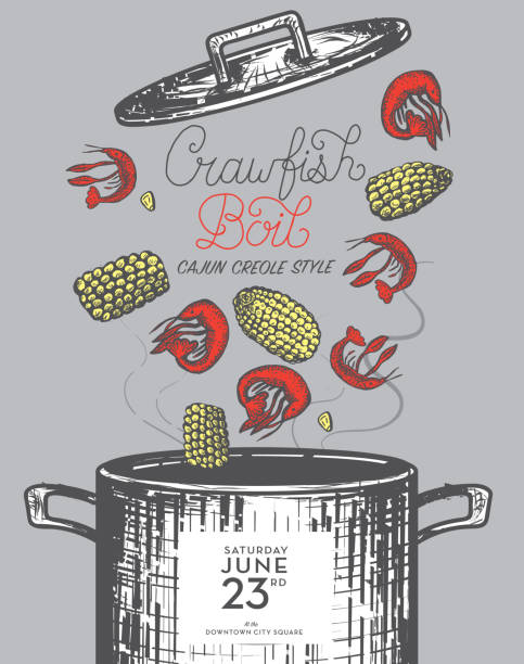 cajun creole crawfish boil szablon zaproszenia do zagotowania - cajun food illustrations stock illustrations