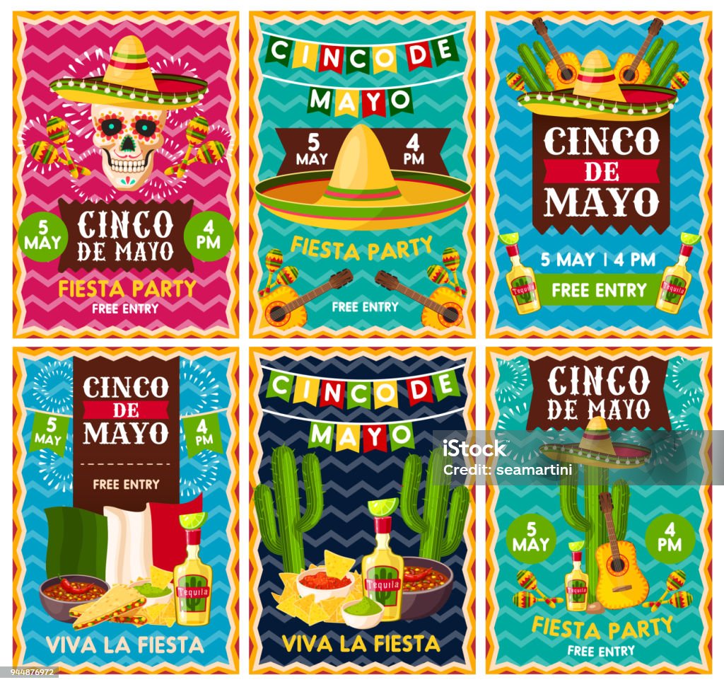 Cinco de Mayo festa messicana party banner design - arte vettoriale royalty-free di Messico