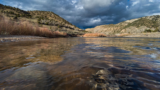 Colorado River at Sunset - Low angle view from water's surface.