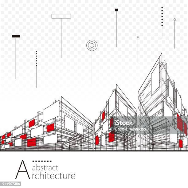 Abstract Architectural Drawing Background Stock Illustration - Download Image Now - Building - Activity, Building Exterior, Construction Industry