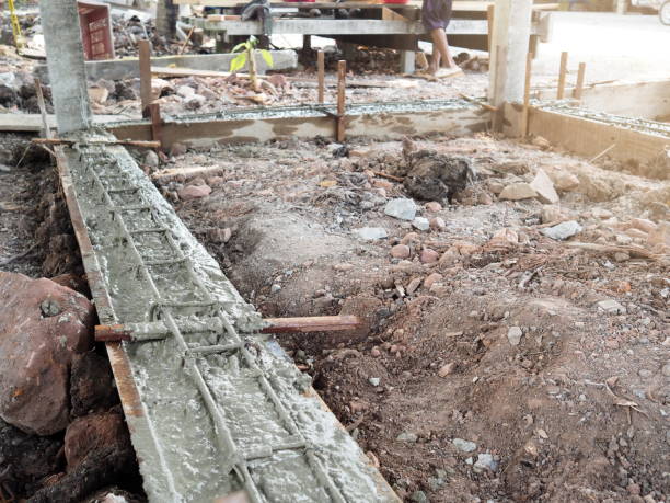 istock Reinforcement steel for concrete structure at construction site 944914490