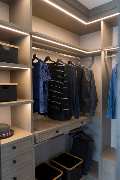 istock shirts hanging on hangers in closet 944915138