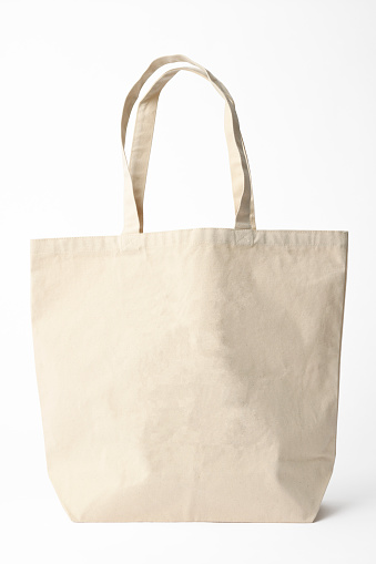Blank canvas tote bag, isolated on white with clipping path.