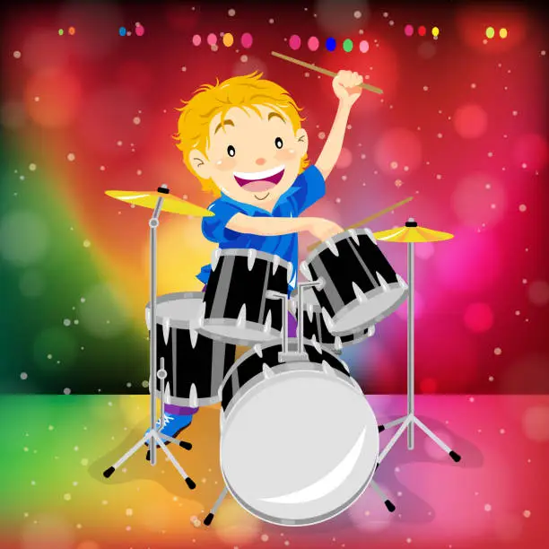 Vector illustration of Child Drum Solo