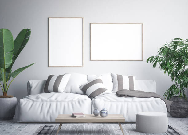 istock Mock up poster frame in tropical interior background 944934424