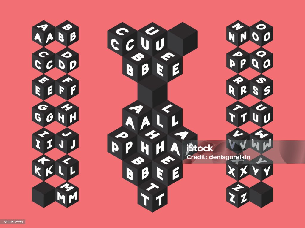 Cube Type Lettering Cube Bold Font Vector Alphabet Stock Illustration - Download Image Now ...