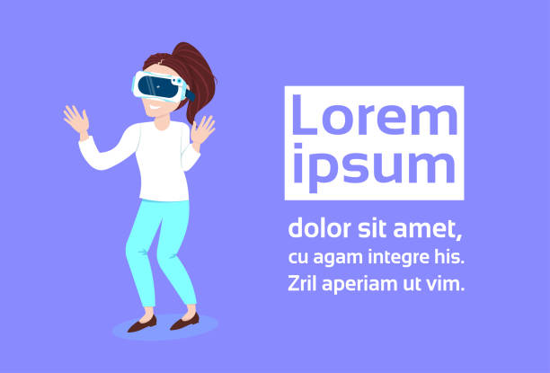 istock Woman Wearing Vr Glasses Over Green Background With Copy Space Modern Virtual Reality Technology Concept 944957078