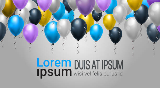 istock Holiday Web Decoration With Balloons For Party, Celebration Or Festival Event Over Background With Copy Space 944957866