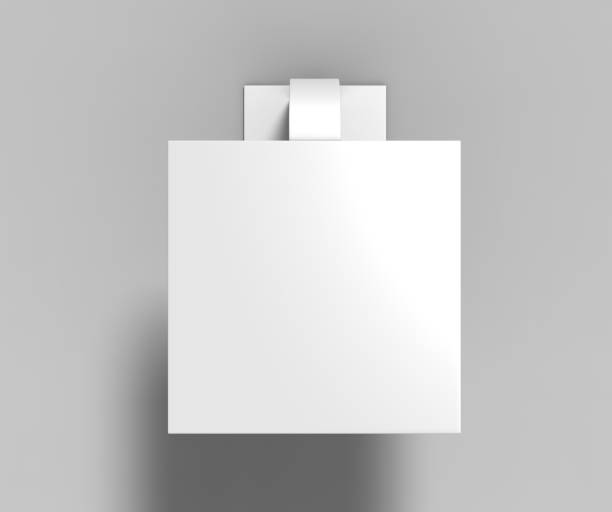 istock Blank White Advertising PVC shelf wobbler plastic shelf dangler for shopping centers. 3d render illustration. 944960800