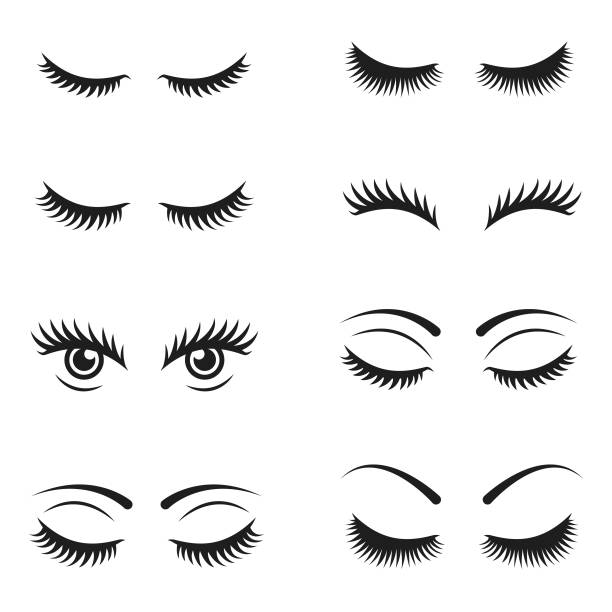 Eyelashes icon set Eyelashes icon set , vector illustration eyelash stock illustrations