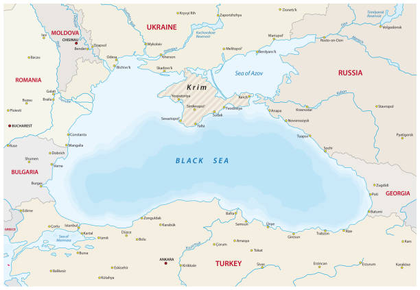 карта черного моря - сочи stock illustrations
