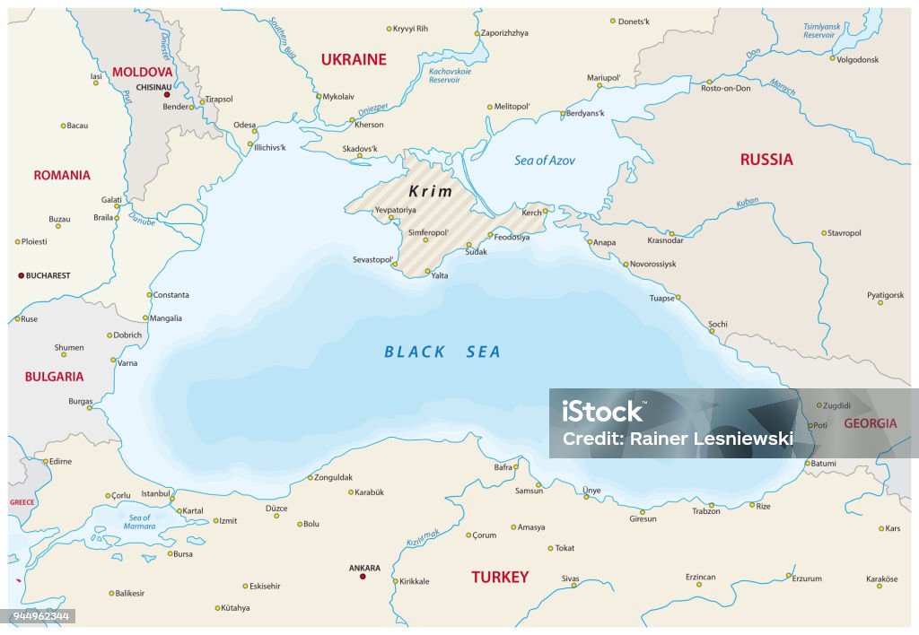 Sea Vector Map Black Sea Map Stock Illustration - Download Image Now - Map, Moldova ...