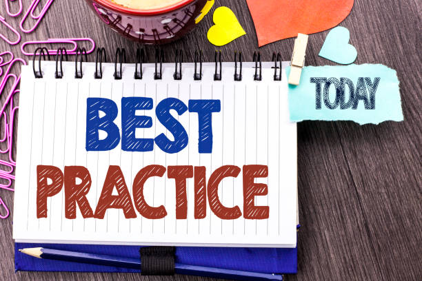 istock Handwriting text writing Best Practice. Concept meaning Better Strategies Quality Solutions Successful Methods written on Notebook Book on the Wooden background Today Hearts Pins next to it. 944969116