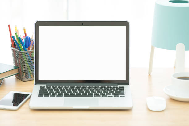 istock Mockup image of laptop with blank white screen. 944974464