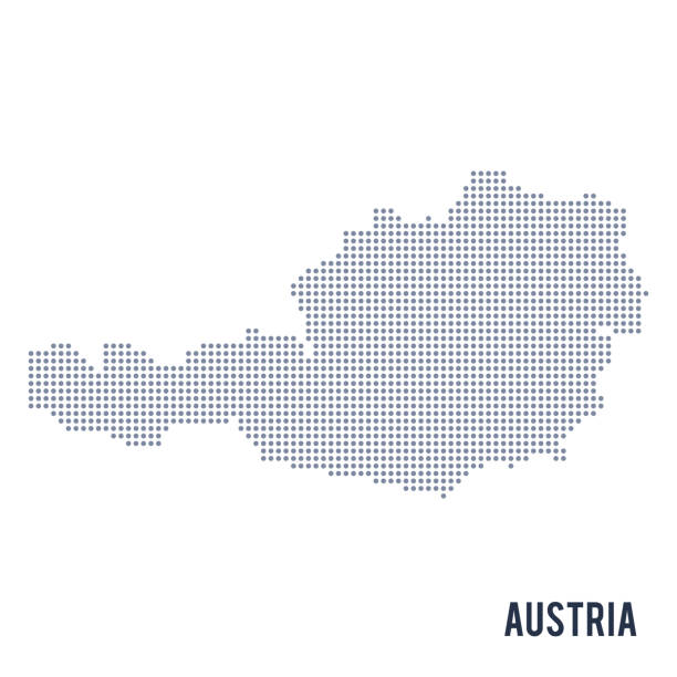 Vector dotted map of Austria isolated on white background . Vector dotted map of Austria isolated on white background . Travel vector illustration austria map stock illustrations