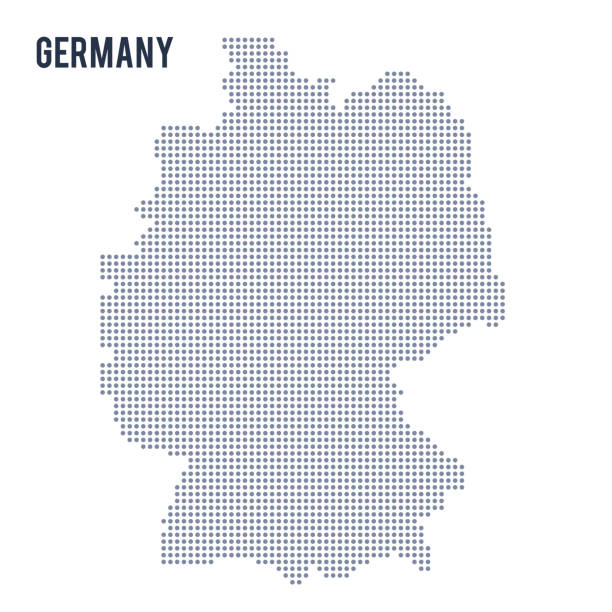 vector kropkowane mapy niemiec izolowane na białym tle . - germany map stock illustrations