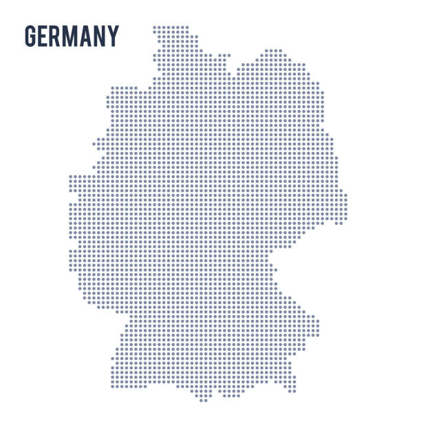 вектор пунктирная карта германии изолирована на белом фоне. - germany map stock illustrations