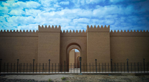 Gate of partially restored Babylon ruins, Hillah, Iraq