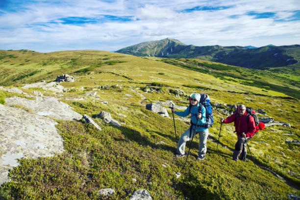 istock Summer hike in the mountains with a backpack and tent. 944976386