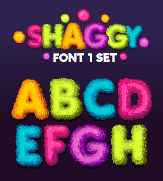 ilustrações de stock, clip art, desenhos animados e ícones de shaggy font 1 set cartoon letters. - fur type