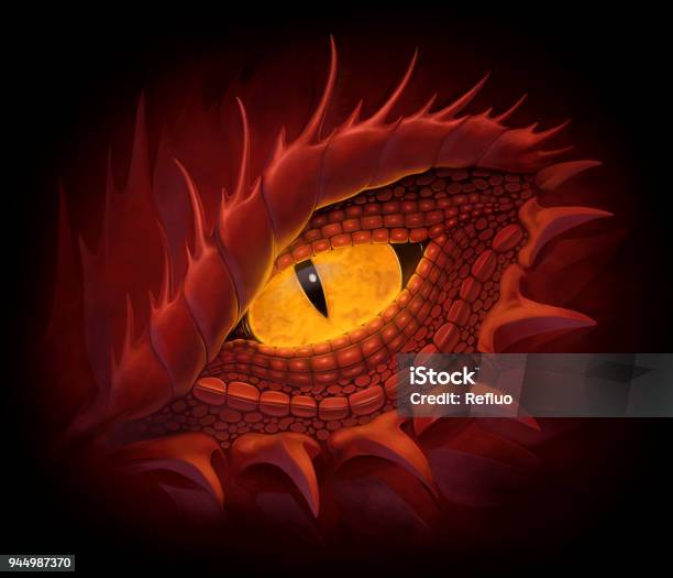 Red Dragon Eye Stock Illustration - Download Image Now - Dragon, Eye, Evil