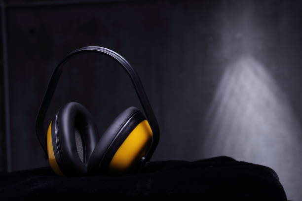 istock Protective Ears industrial for Construction engineer on black velvet cloth 944991866