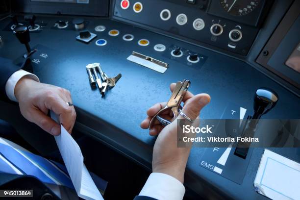 Train Driver In Cabine Stock Photo - Download Image Now - Driver - Occupation, Driving, Subway