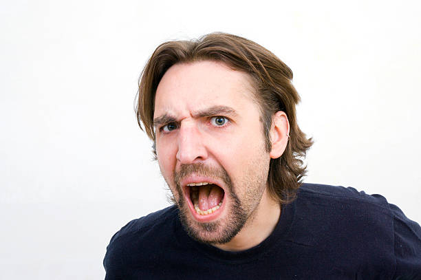 istock portrait of an evil man shouting 94501953