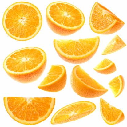 Sliced orange in close up