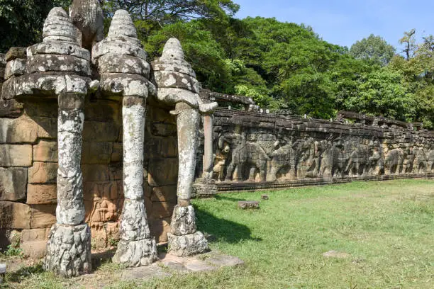 Terrace of the elephants at Angkor Thom on Siemreap in Cambodia