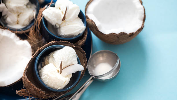 istock coconut ice cream on a blue background 945023474
