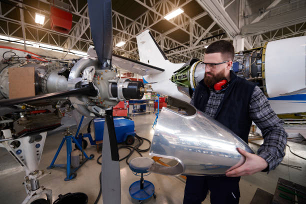 istock Aircraft mechanic in the hangar 945026418