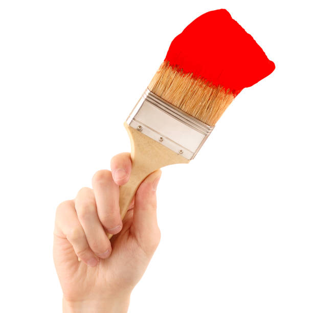 istock Painting with red brush on a glass 94503235