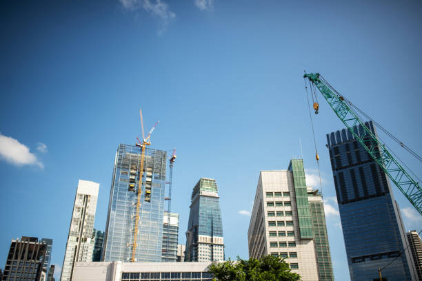 Singapore: Look up at urban cityscape in Outram Singapore.