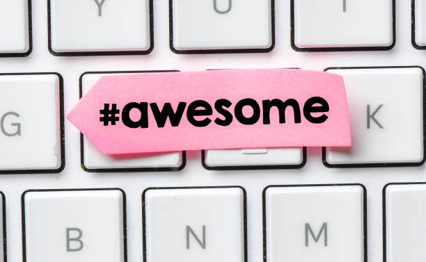 istock Awesome word and hashtag symbol 945033470
