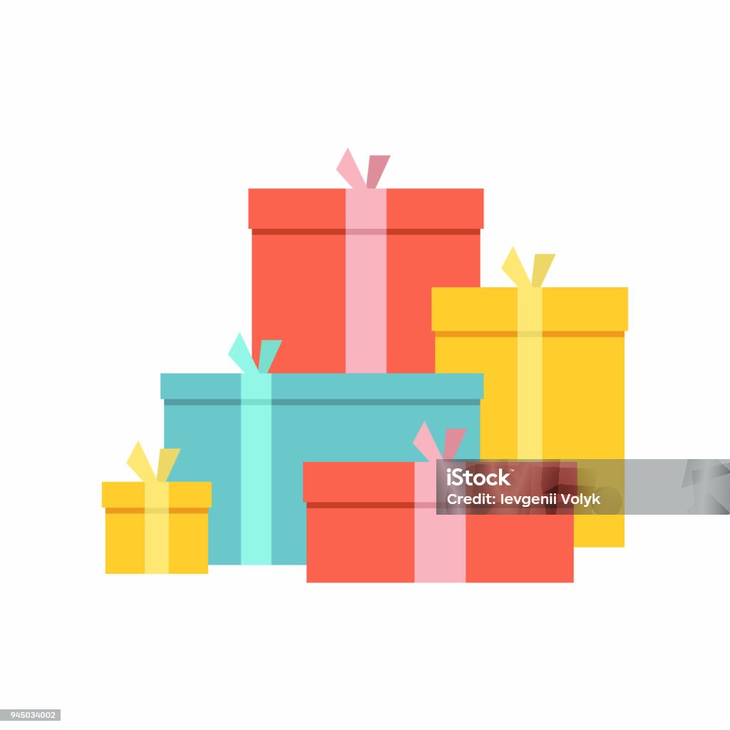 Big pile of colorful wrapped gift boxes Big pile of colorful wrapped gift boxes. Big pile of presents, surprises. isolated on white background Gift stock vector