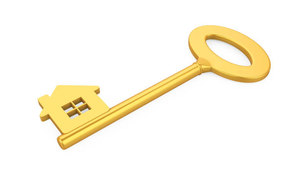 istock Golden House Key Isolated 945034172