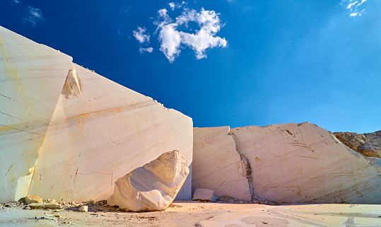 The huge marble walls of a marble quarry in Macedonia