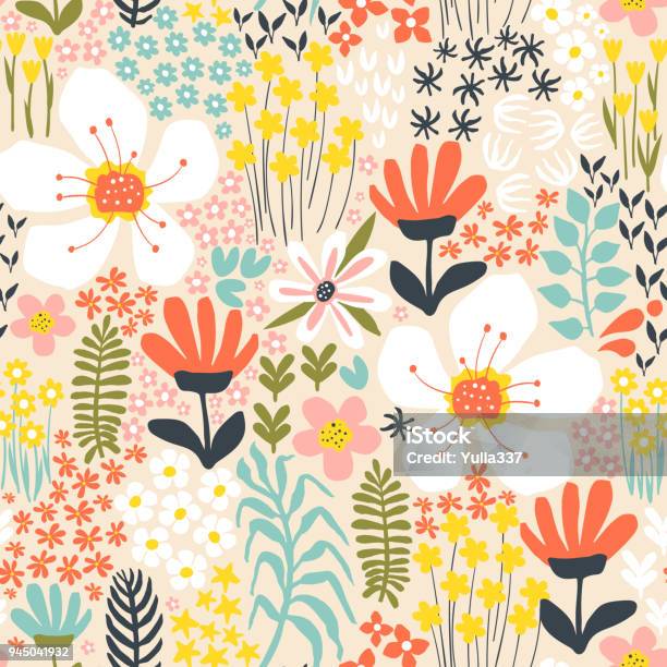 Kreative Hintergrund Mit Floralen Elementen Stock Vektor Art und mehr Bilder von Blume - Blume, Blumenmuster, Abstrakt