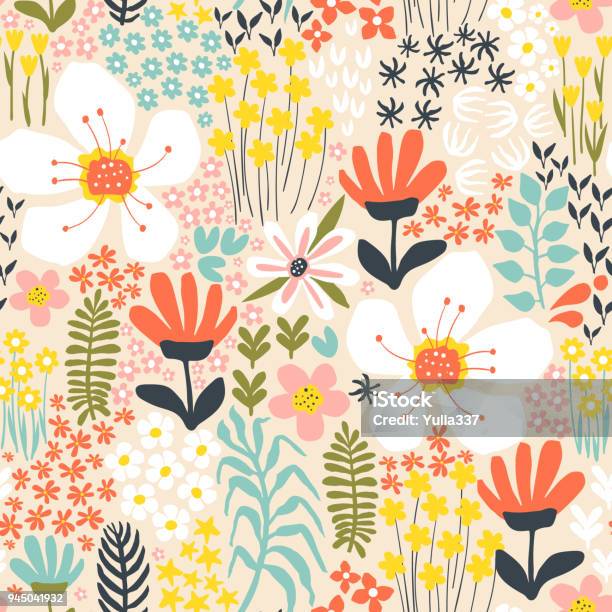 Creative Background With Floral Elements Stock Illustration - Download Image Now - Flower, Floral Pattern, Abstract