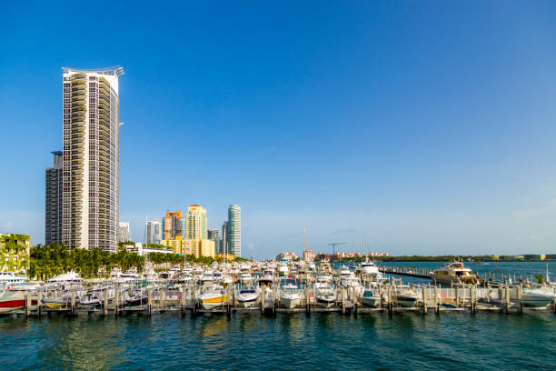 istock Miami south beach marina with skyline 945042140