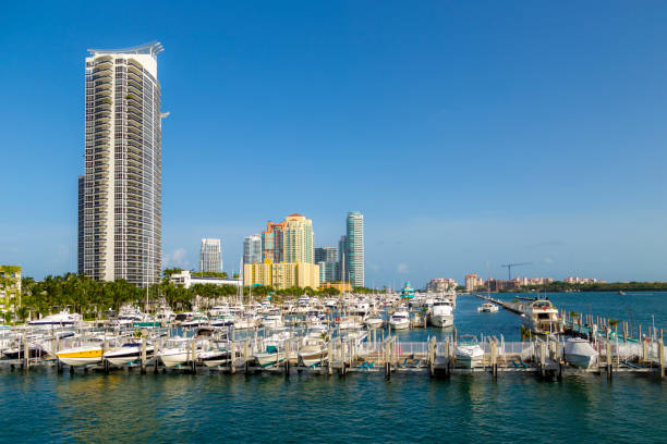 istock Miami south beach marina with skyline 945042182