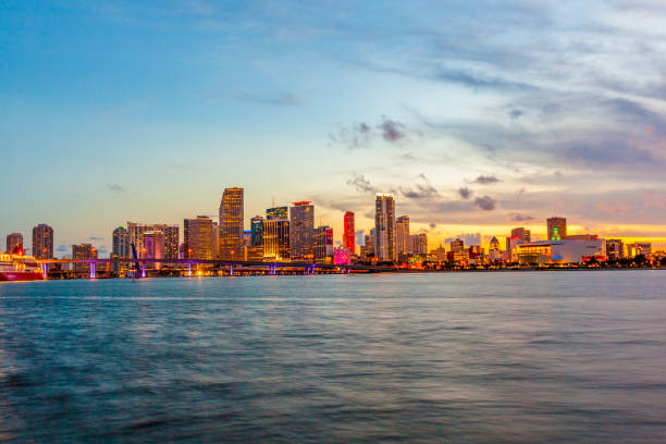 istock Miami city skyline panorama at dusk 945044678