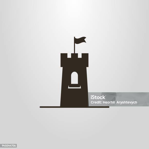 Icon Of A Tower With A Flag Stock Illustration - Download Image Now - Castle, Icon Symbol, Tower
