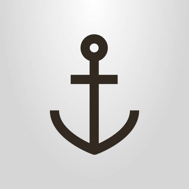 ilustraciones, imágenes clip art, dibujos animados e iconos de stock de icono con un ancla - ancla parte del barco