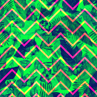 Lá Sống Động Hoa Văn Lá Neon Màu Xanh Lá Cây Trừu Tượng Liền Mạch Trên Nền Hình Học Zig Zag Màu Nước Vẽ Cây Hoa Nhiệt Đới Màu Xanh Đậm Trên Lá Sống Động Hoa Văn Lá Neon Màu Xanh Lá Cây Trừu Tượng Liền Mạch Trên Nền Hình Học Zig Zag Màu Nước Vẽ Cây Hoa Nhiệt Đới Màu Xanh Đậm Trên